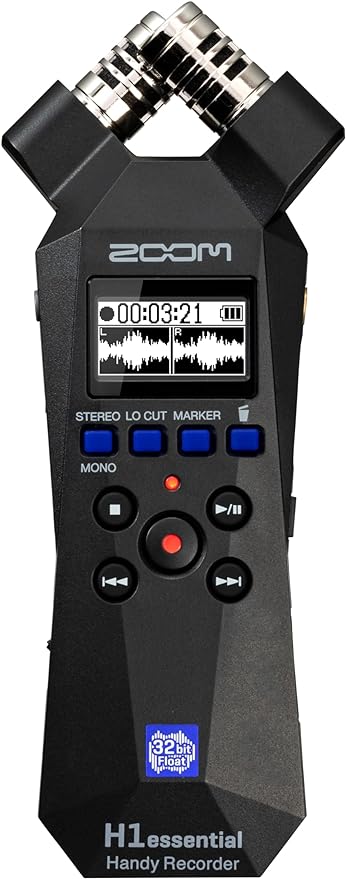 Zoom H1essential Stereo Handy Recorder (2024 Model, Essential Series) with 32-Bit Float, Accessibility, X/Y Microphones, USB Microphone, Portable, for Musicians, Podcasters, Filmmakers