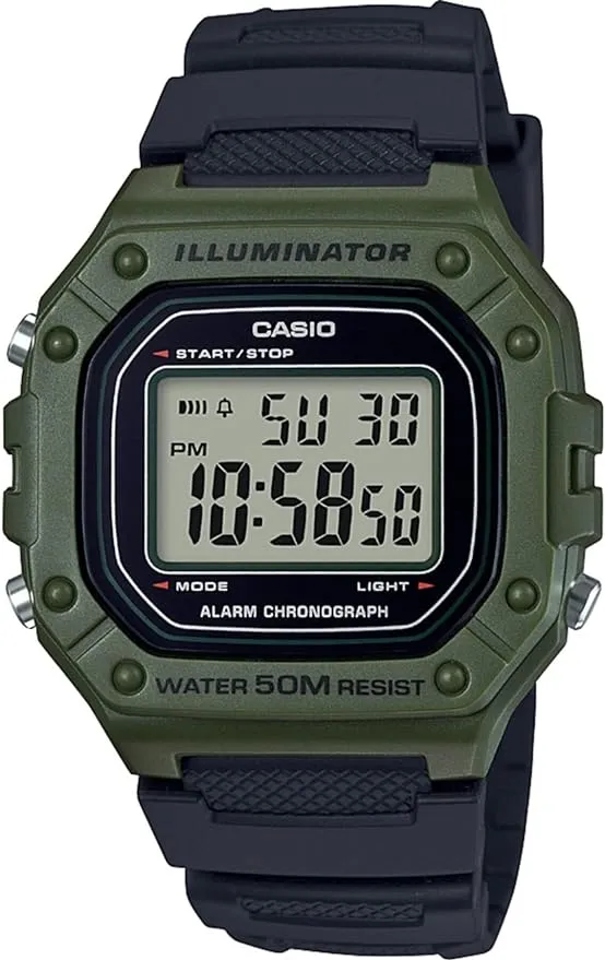 Casio W218H Series | Men’s Digital Watch | 50M WR | 1/100 Second Stopwatch | 100 SEC Chronograph | LED Backlight | Countdown Timer | Daily Alarm | Hourly Time Signal | 7 Year Battery