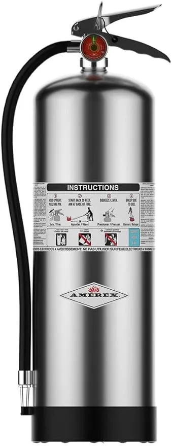 Amerex B240 Stored Pressure Water Fire Extinguisher, 2.5 Gallon for Class A Fires