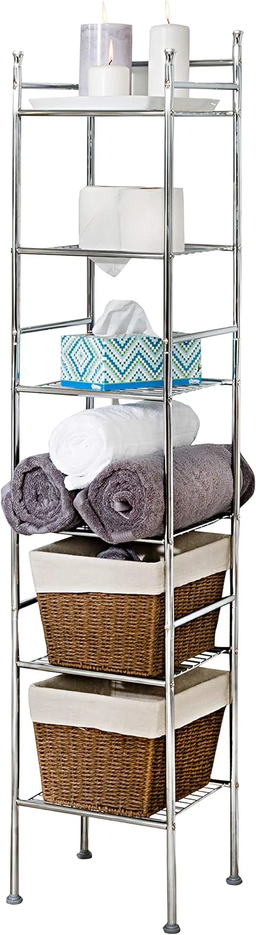 Honey-Can-Do BTH-03484 6 Tier Metal Tower Bathroom Shelf, 12.6â€ L x 11â€ W x 59.8â€ H, Chrome