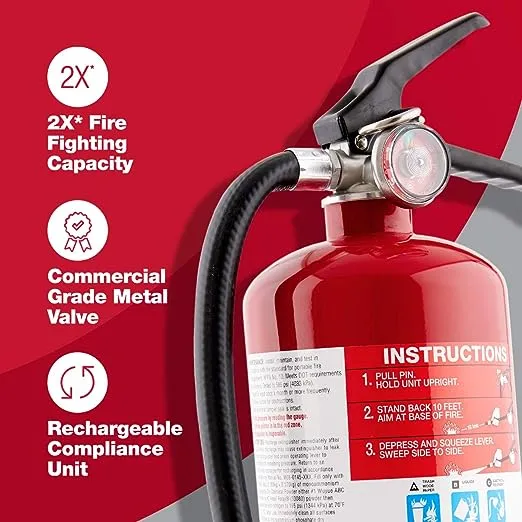 FIRST ALERT HOME2PRO Rechargeable Compliance Fire Extinguisher, UL RATED 2-A:10-B:C, Red, 1-Pack