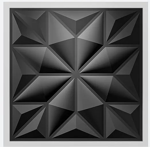 Art3d Textures 3D Wall Panels for Interior Wall Decor, Black Diamond Decorative PVC Wall Panels, Pack of 12 Tiles 32 Sq Ft