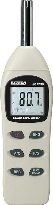 Extech 407730 Digital Sound Level Meter 40-130dB, White