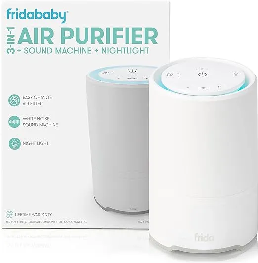 Frida Baby 3-in-1 Baby Sound Machine for Sleeping, Nightlight + Air Purifier for Bedroom with 3 Fan Speeds, Easy-Change Filter, Auto-Off Timer