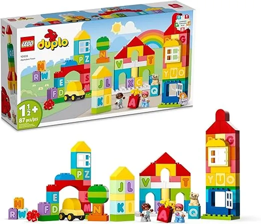 LEGO DUPLO Classic Alphabet Town 10935, Educational Early Learning Toys for Babies & Toddlers Ages +18 Months, Learn Colors, Letters and Shapes with Large Bricks