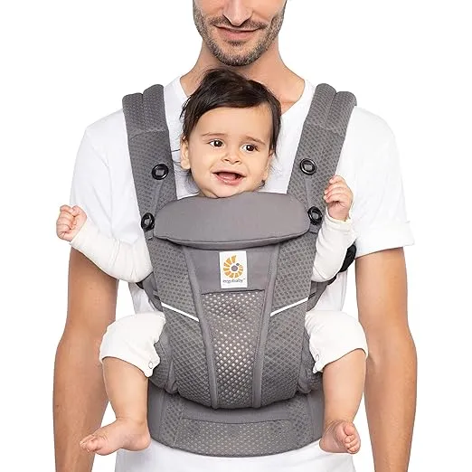 Ergobaby All Carry Positions Breathable Mesh Baby Carrier with Enhanced Lumbar Support & Airflow (7-45 Lb), Omni Breeze, Graphite Grey