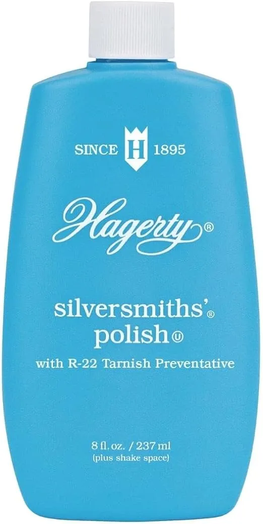 Hagerty Silversmiths' Polish, Professional Silver Cleaner and Tarnish Remover for Jewelry, Silverware, Gold and More, Kosher Certified, Made in USA, 8 Fl Oz