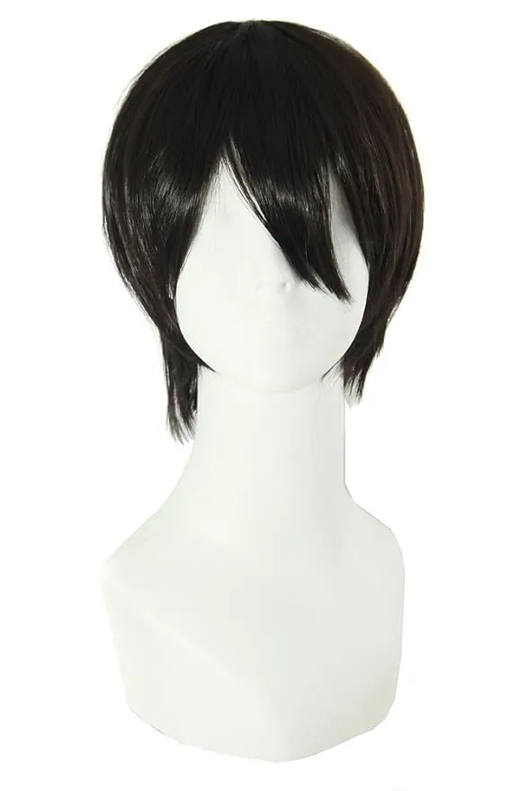 MapofBeauty 12 Inch / 30 cm Men Short Straight Wig Cosplay Costume Wig (Black)