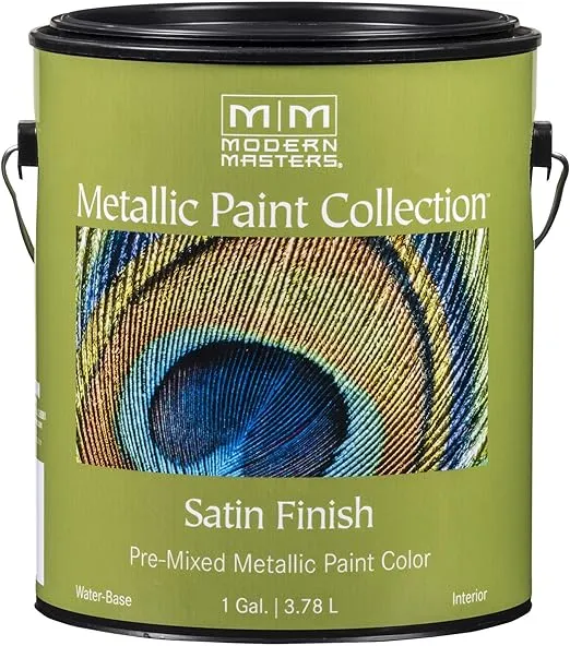 1 gal Modern Masters ME700 Black Pearl Metallic Paint Collection, Satin Water-Based Decorative Metallic Paint