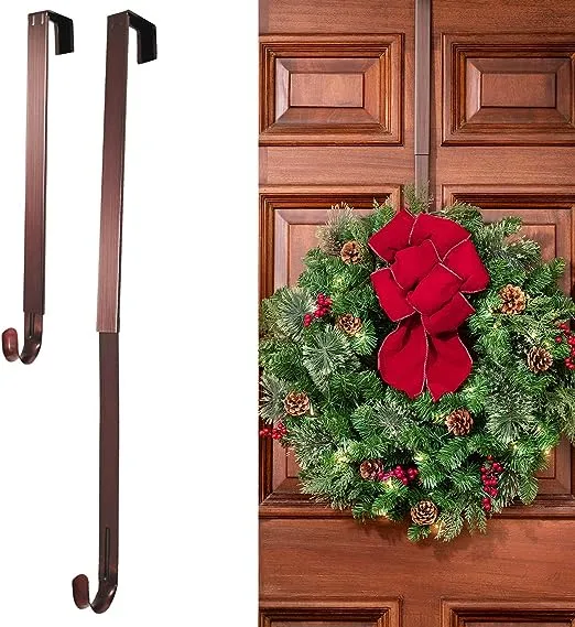 Haute Decor Adapt Adjustable Wreath Hanger (Oil-Rubbed Bronze) — Over The Door Wreath Hanger — Extendable Wreath Hanger for Front Door, Back Door, or Interior Doors — Holds up to 20 lbs