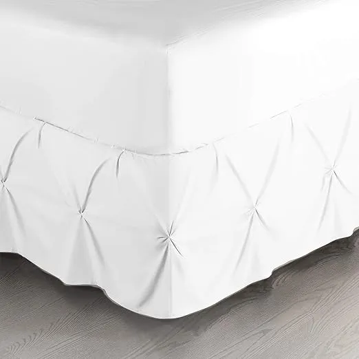 Nestl White Bed Skirt King Size, Pinch Pleat King Bed Skirt, 14" Inch Drop King Bedskirt, Hotel Quality White Bed Skirts, Premium Microfiber Bedskirt for King Bed, White King Size Bed Skirt