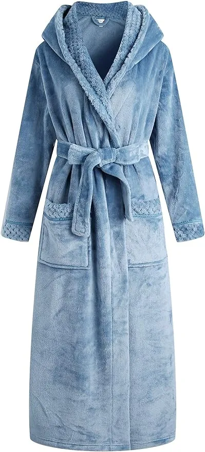 Richie House Women's Plush Soft Warm Fleece Bathrobe Robe RH1591