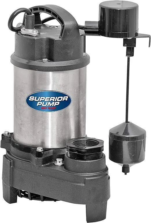 Superior Pump 92151 1 HP Cast Iron Sump Pump Side Discharge with Vertical Float Switch