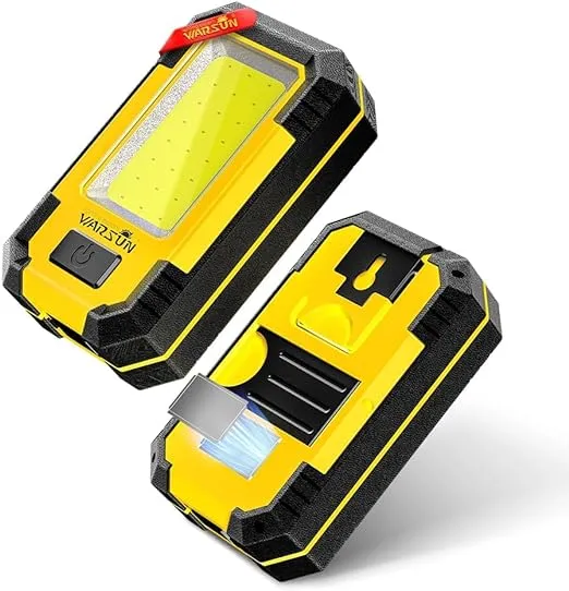 WARSUN Rechargeable Work Light LED Magnetic Mechanic Light Portable Worklight for Camping Car Repairing 1200 High Lumens Bright Yellow