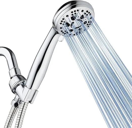 AquaDance For California High Pressure 6-Setting 3.5" Chrome Face Handheld Shower with Hose for Ultimate Shower Experience! Officially Tested to Meet Strict US Quality & Performance Standards!