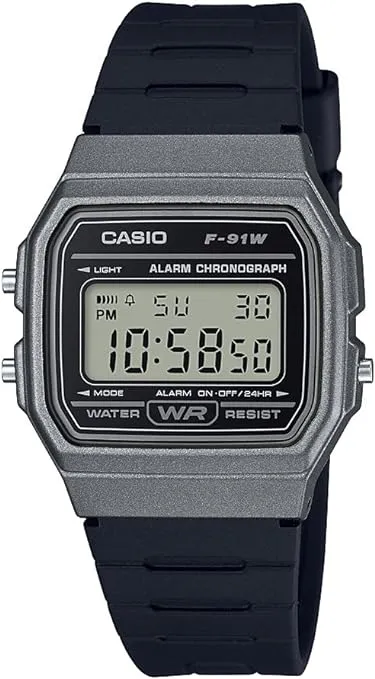 Casio F91W Series | Digital Watch | Water Resistant | LED Light | 1/100 SEC Stopwatch | Regular Time Keeping (HR, Min, SEC, PM, Date, Day) | Daily Alarm | Lightweight | 7 Year Battery