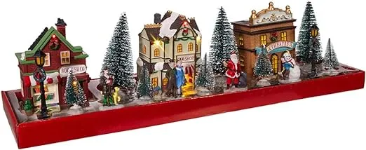 Kurt S. Adler 5.5-Inch Battery-Operated LED Lit Christmas Village, 17 Piece Set