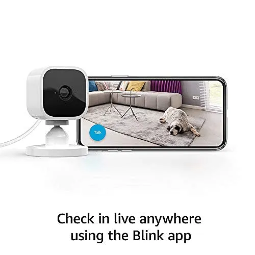 Blink Mini - Compact indoor plug-in smart security camera, 1080p HD video, night vision, motion detection, two-way audio, easy set up, Works with Alexa – 1 camera (White)