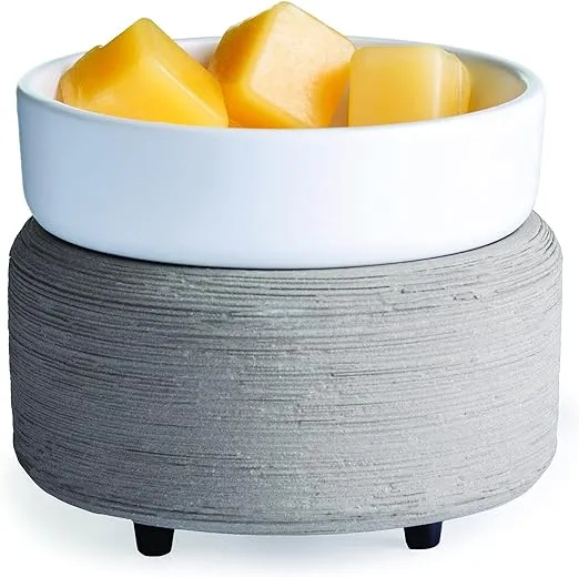 Candle Warmers ETC 2-in-1 Candle and Fragrance Warmer for Warming Scented Candles or Wax Melts and Tarts with to Freshen Room, Gray Texture