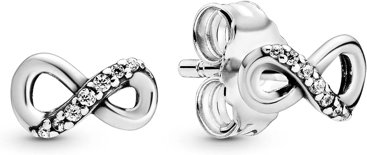 PANDORA Sparkling Infinity Stud Earrings - Great Gift for Her - Stunning Women's Earrings - Sterling Silver & Cubic Zirconia, No Gift Box