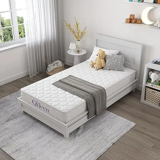 NapQueen 6 Inch Innerspring Twin Size Medium Firm Support Relief Mattress, Bed in a Box, White