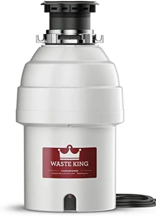 Waste King 1 HP Garbage Disposal with Power Cord, Food Waste Disposer for Kitchen Sink, L-8000