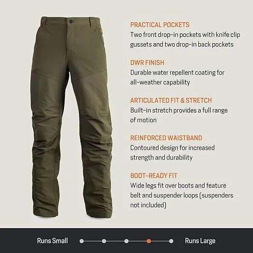 First Lite Men’s Sawbuck Brush Soft Shell Pant - Camo Upland Hunting Pants, Water Repellent, Lightweight Hunting Gear