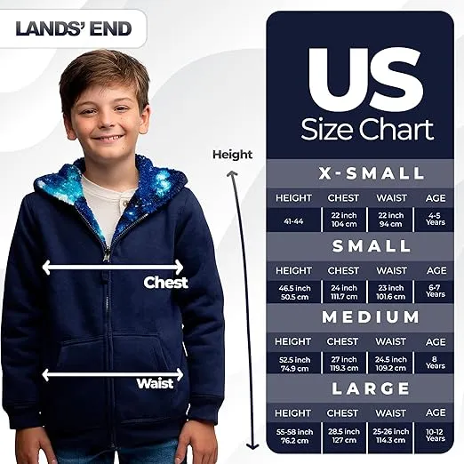 Lands' End Kids Ultra Soft Sherpa Full Zip Hoodie Sweatshirt (XS-L)