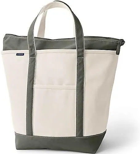 Lands' End Zip Top Canvas Tote Bag