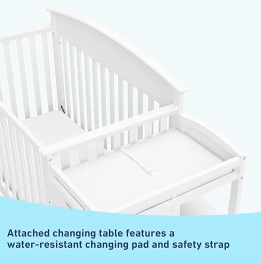 Graco Benton 4-in-1 Convertible Crib and Changer (White) – Crib and Changing Table Combo, Includes Water-Resistant Changing Pad, 3 Drawers, Converts to Toddler Bed, Daybed and Full-Size Bed