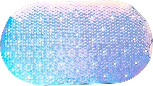 Bath Bliss 2 Pack Eco-Friendly Shower Tub Mat |Non-Slip | Suction Cup Base | Drain Holes | Kids and Adults Bath Safety | Iridescent