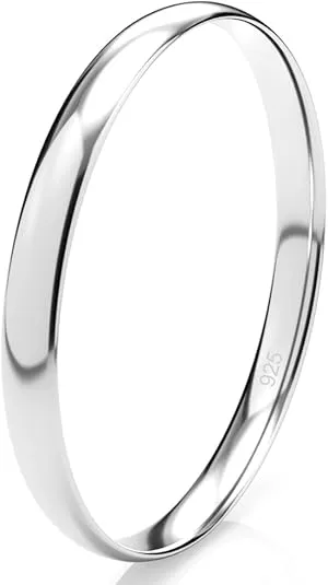 Metal Factory Sterling Silver 2MM High Polish Plain Dome Tarnish Resistant Comfort Fit Wedding Band Ring