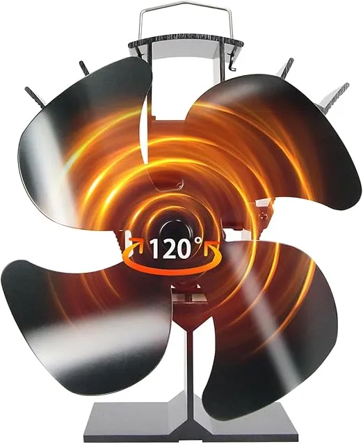 VODA Stove Fan, 120° Oscillating Wood Stove Fan Heat Powered with Button Control, Ideal for Wood Stoves, Fireplaces