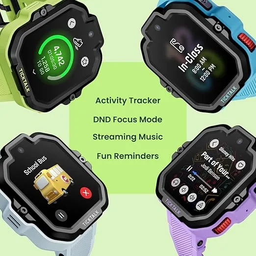 TickTalk5 LTE Kids Smart Watch with GPS Tracker, Phone Watch, Advanced Parental Controls, Video & Voice Calls, Text, School Mode, Free Music, SOS & 911, Safety Alerts, Pre-Installed SIM