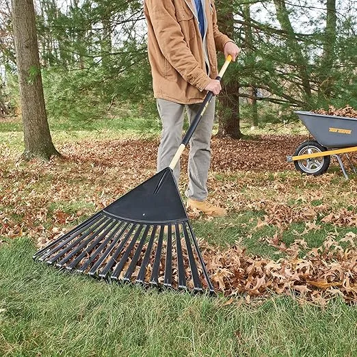 True Temper 20212011 Clog Free Leaf Rake with Hardwood/Steel Handle, 30 in. for Leaves, Grass, Clippings, Twigs, Pine Needles, Acorns, Debris,Black