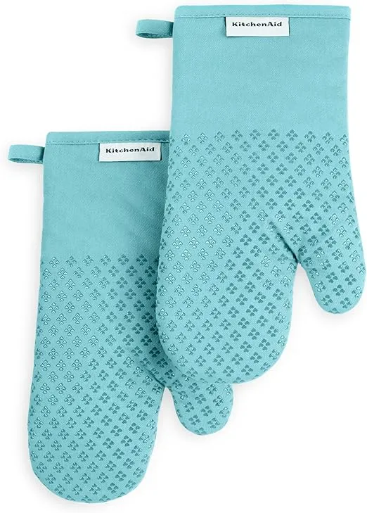 KitchenAid Asteroid Oven Mitt 2-Pack Set, Mineral Water Aqua, 7"x12.5"