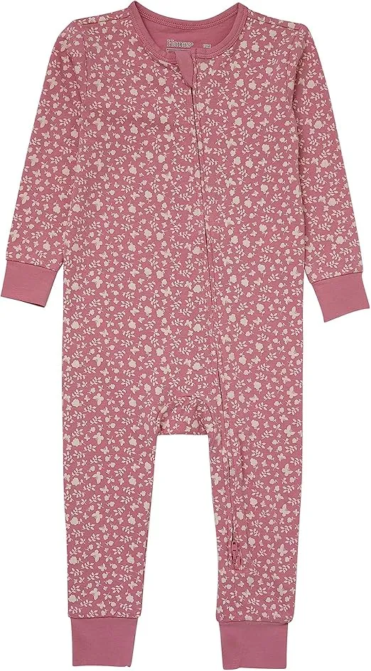 Hanes Baby Pure Comfort Organic Playsuit, Sleep & Play Infant Long Sleeve Footless Cotton Pajamas, Boy & Girl