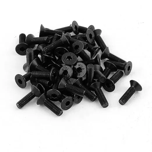 uxcell 50Pcs Black M3 X 10mm Alloy Steel Hex Socket Flat Head Countersunk Screws Bolts