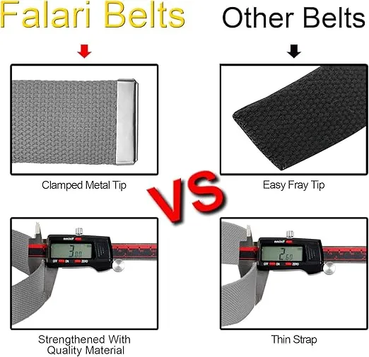 Falari Canvas Web Belt Fully Adjustable Cut to Fit Golf Belt Flip Top Buckle