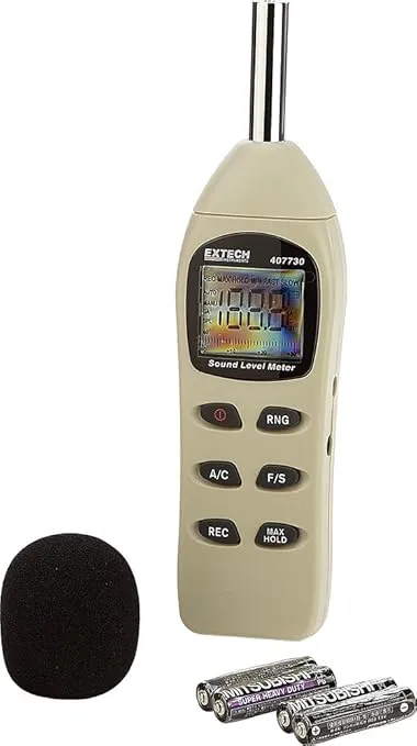 Extech 407730 Digital Sound Level Meter 40-130dB, White