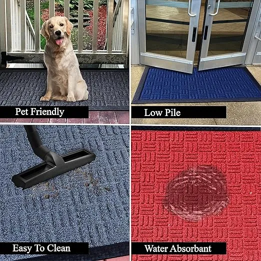 A1HC Durable and Versatile Polypropylene Rubber Door Mat All Weather Inside Outside Door Mat Easy to Maintain for Front Entrance Back Doors, Patio, Garage (Beige Criss Cross, 16"x24")