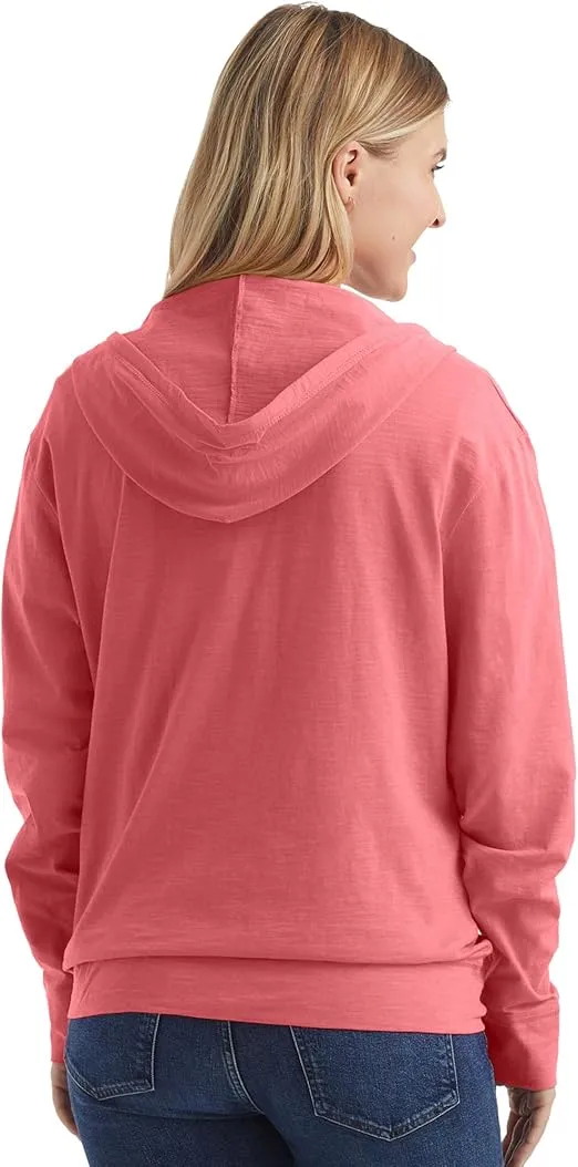 Hanes Women’s Slub Knit Full-Zip Hoodie, Textured Cotton Zip-Up T-Shirt Hoodie for Women