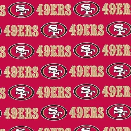 San Francisco 49ers Cotton Fabric - NFL Team Logo Cotton Fabric by The Yard, Fat Quarter, Half Yard, 1 Yard, 2 Yard Cuts