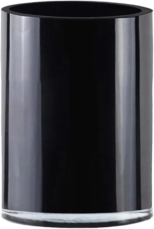 CYS EXCEL Black Glass Cylinder Vase (H:8" D:6") | Multiple Size Choices Glass Flower Vase Centerpieces | Wedding Table Arrangements