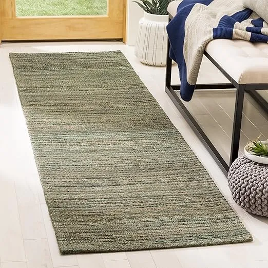 SAFAVIEH Cape Cod Collection Runner Rug - 2'3" x 8', Sage & Natural, Handmade Braided Hemp, Ideal for High Traffic Areas in Living Room, Bedroom (CAP503B)