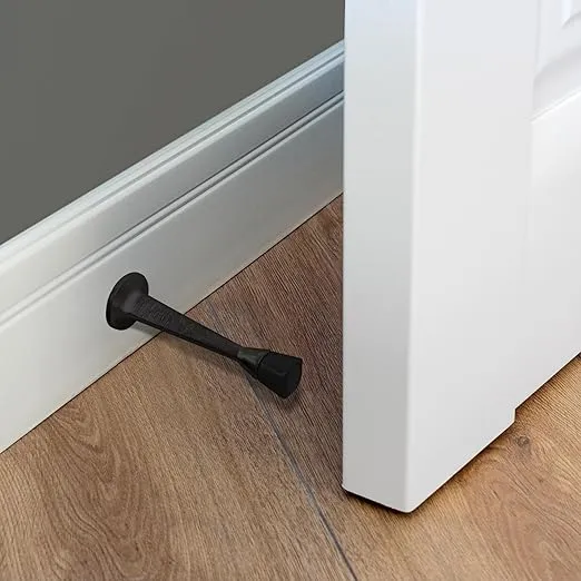 Door Stop Wall Protector with Rubber Tip – Matte Black Solid Steel Cast Door Stoppers 20-Pack – Design House, 188110