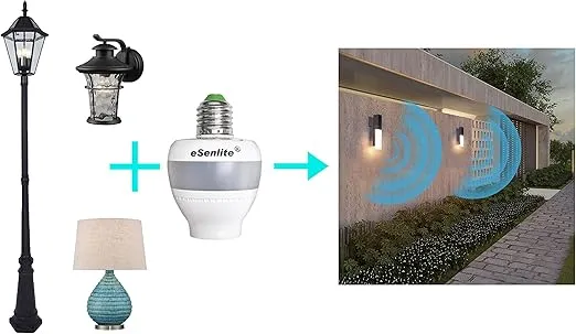 Motion Sensor Retrofit Light Socket, Radar Motion Screw LED CFL Incandescent Bulb Adapter Socket, Smart Dusk to Dawn Dimmable Control (2 Units)