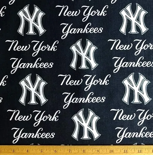 1/2 Yard - NY New York Yankees Broadcloth Blue Cotton Fabric (Great for Quilting, Sewing, Craft Projects, Quilt, Throw Pillows & More) 1/2 Yard X 58"