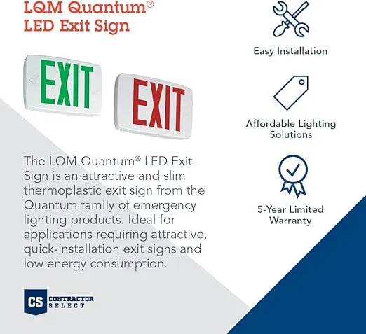 Lithonia Lighting LQM S W 3 R 120/277 M6 Quantum Thermoplastic LED Exit Sign with Stencil-Faced White Housing and Red Letters