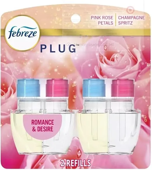 Generic Febreze Odor-Fighting Fade Defy Plug Air Freshener (2) of 0.87 fl oz Refills-NEW EXOTIC EDITION (Romance & Desire)